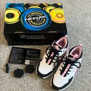 Heelys- Pink and Black Girls Wheeled Shoe. In all original packaging!